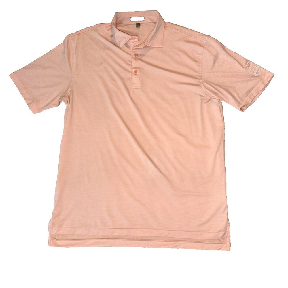 Peter Millar Polo Shirt Mens L Orange Striped Summer Comfort Golf Performance